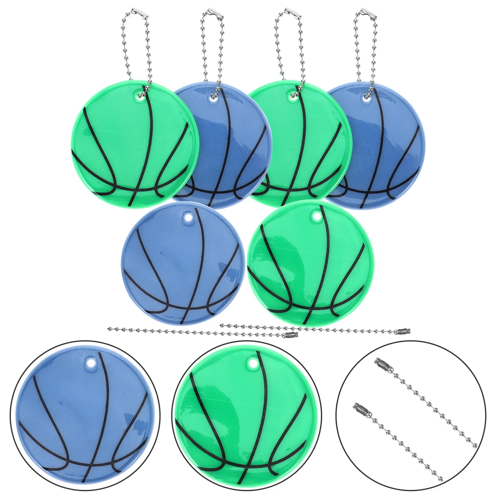 

6Pcs Ball Keychain Reflective Pendant Compact Lightweight Shiny Decoration for Handbags Shoes Outdoor Night Activities