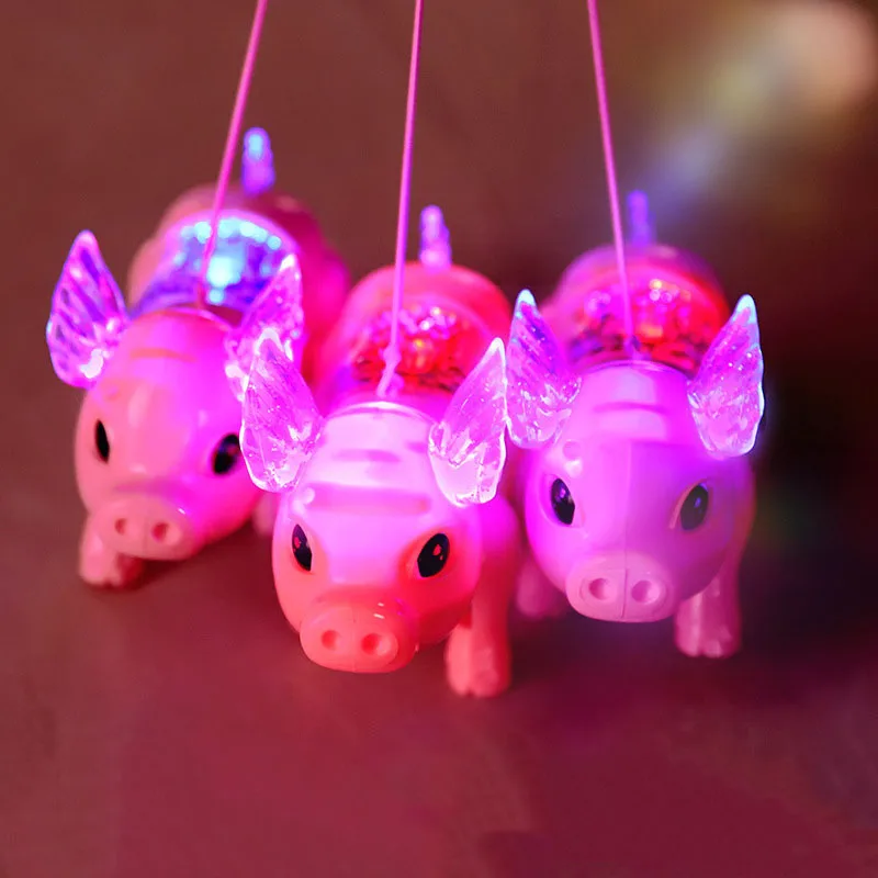 Cartoon Electric Leash Pig Toy Fun Running Electric Leash Piggy Light Up Music Walking Pig Toys Creative Children Birthday Gifts