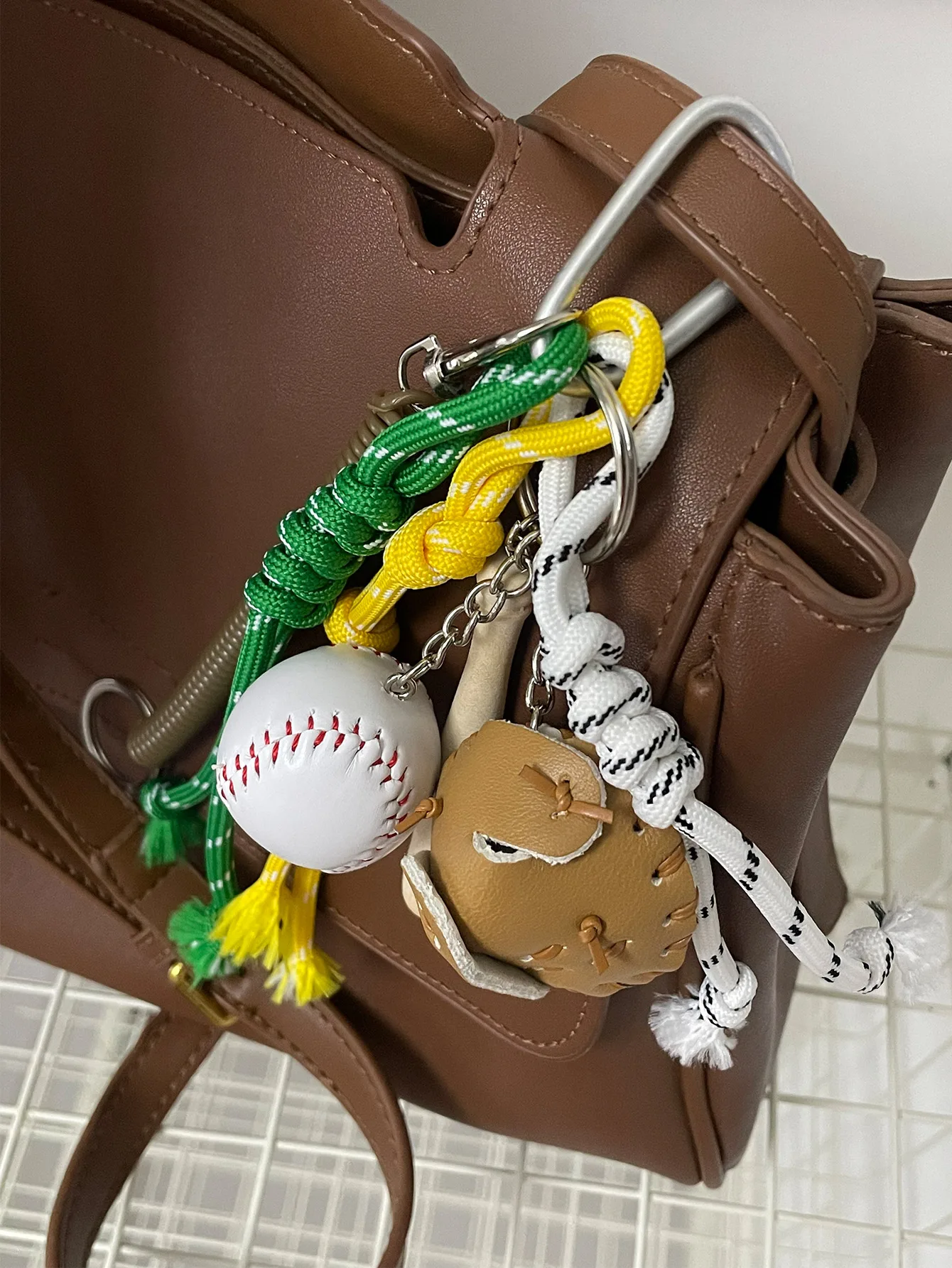 Original Designed Key Chain Sporty Style Baseball Bag Pendant Casual Cool Trendy Fashion Pendant Hand Woven Rope Decor