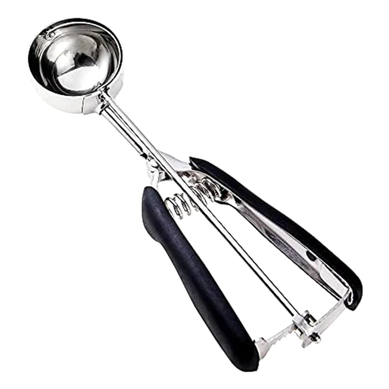 Cookie Scoop, Cookie Dough Scoop, Spring-Loaded Ice Cream Scoop, Stainless Steel Scoop, Comfortable Grip 20 X 3Cm Black