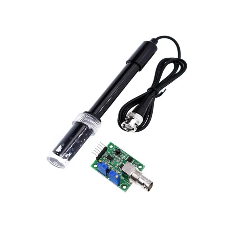 PH0-14 Value Detection Sensor Module + PH Electrode Probe (BNC Interface) with Durable Cable - High Precision PH Monitor Tool, S