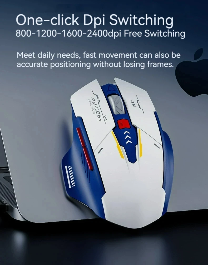 Inphic F9 Mecha Edition Wireless 2.4G Silent Rechargeable Mouse LED Light Mouse For Computer PC Laptop Office Gaming