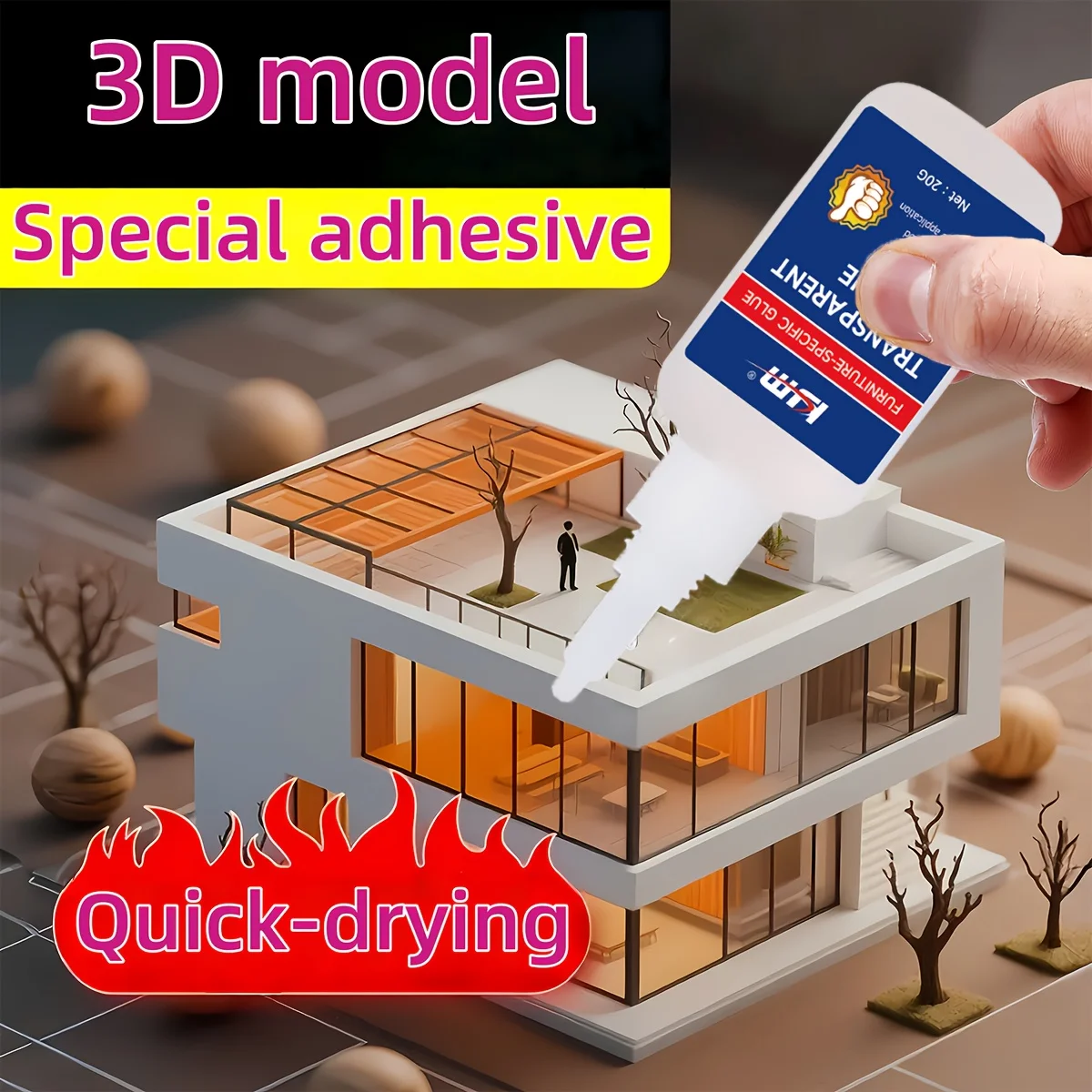 

Quick Dry Transparent Special Adhesive 20G For 3D Printing Model Mini Figurine Gear Sculpture Component Repair Glue