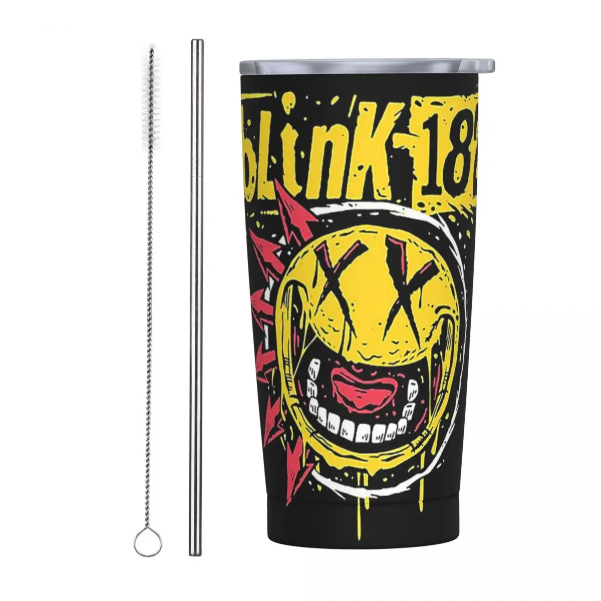 Blink 182 Punk Smile Stainless Steel Tumbler Vacuum Insulated Mug Thermal Cold Cup Straws With Lid 20oz