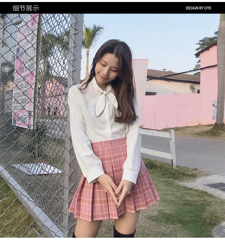 Pleated Skirt Female Student Korean Style Spring Summer Y2k New High Waist Slimming College Style A- Line Pink Plaid Skirt Women