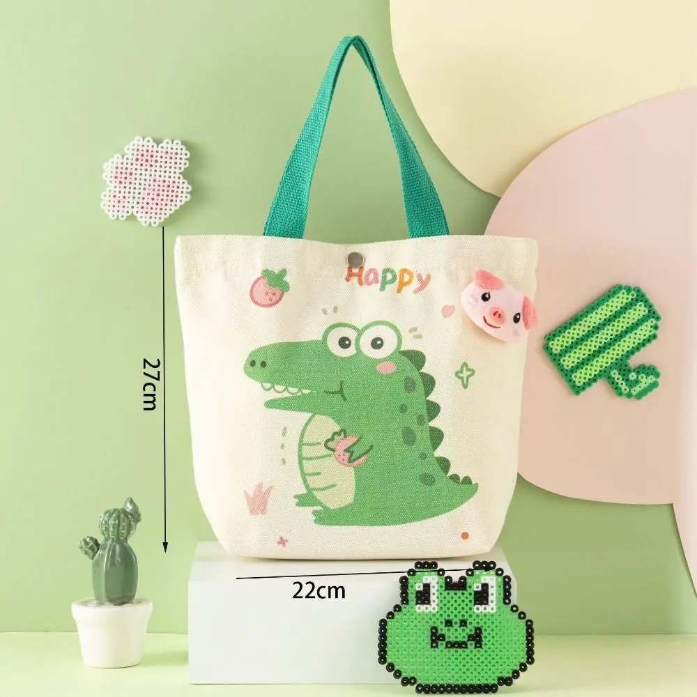 New Dinosaur Cartoon Canvas Handbag Cute Tote Crocodile Print Canvas Bags borse per bambini portatili di grande capacità