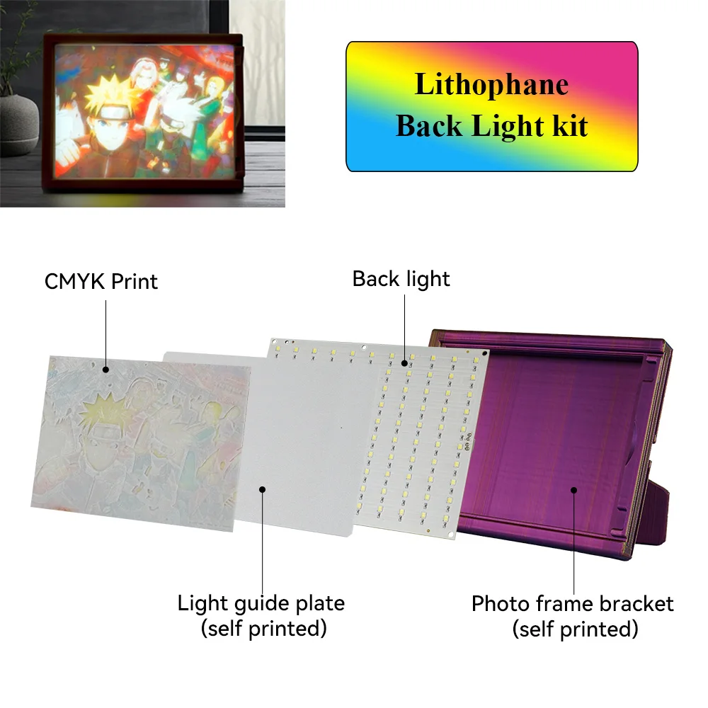 Imagem -02 - Lithophane Cmyk Pla Filamento Placa de Luz Traseira 1.75 mm Pla Lithophane 3d Fdm Filamento de Impressora para Fotos de Impressão 3d Moldura de Foto