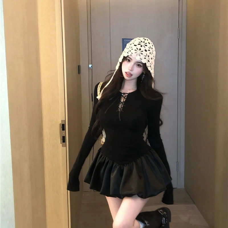 فستان قصير برعم قوطي داكن ثوب حفلة للمرأة خمر نمط الشرير الرقبة شنت ضمادة فساتين قصيرة قصيرة حفلة ليلة فيستدو #1