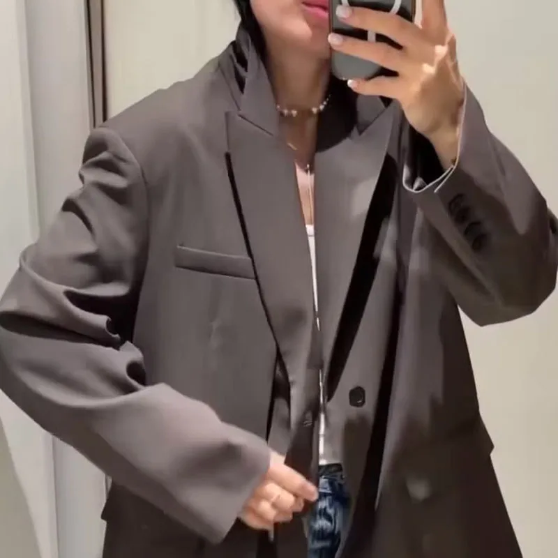 

2026 Spring and Summer New Fashion Loose Striped Double-Layer Blazer Commuter Long-Sleeve Casual Stylish Women's Jacket Shirt-St