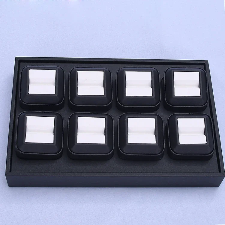 Haute Jewellery Diamond Gem Storage Show Tray Black PU Leather Loose Gemstone Display Stand Pearl Holder Showcase Bead Organizer