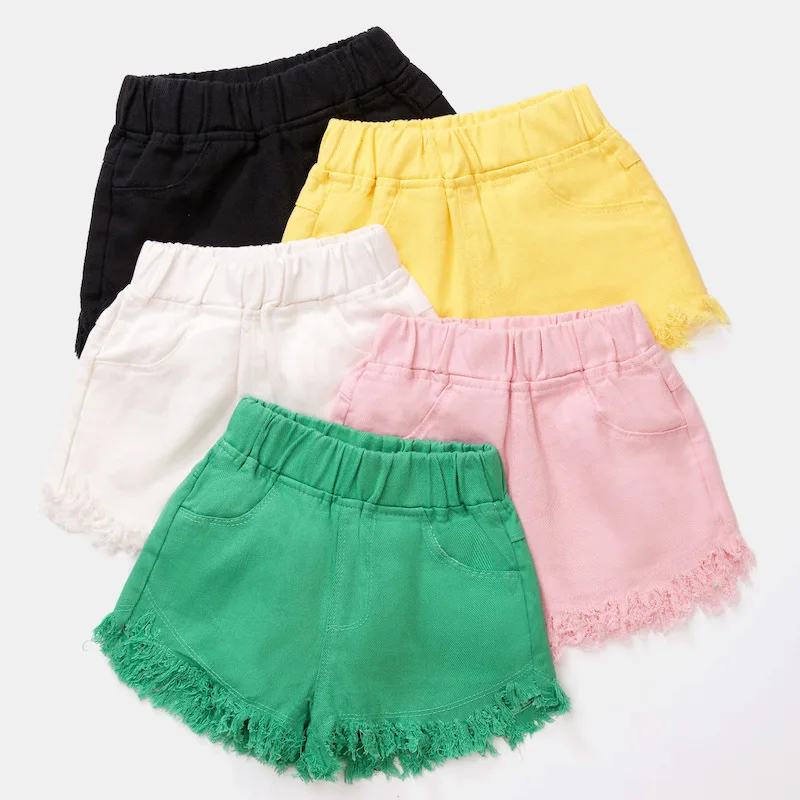 Girls Tassels Shorts Kids Summer Security Denim Pants for Teens 4 To 14 Years Children Clothing Versatile Design Style