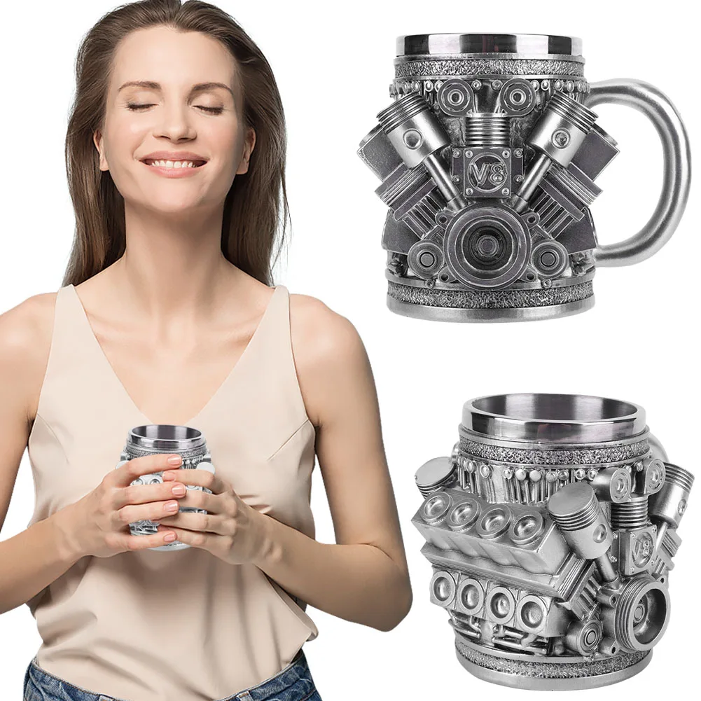 

Engines Coffee Mug Stainless Steel Mug Creative Personalized 3D Engines Mug 15oz Coffee Cup for Boyfriend Or Dad Gift