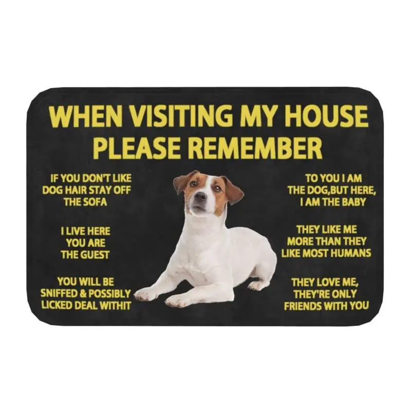 VIKAMA Doormat for Indoor Mat Outdoor Remember Jack Russell Terrier Dogs House Rules Doormats Bath Kitchen Garage Home Decor