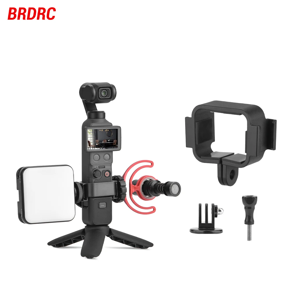 BRDRC Extension Adapter for DJI OSMO Pocket 3/4 Camera Accessorieswith Dual Cold Shoe Fill light/Microphone Mount Adapter
