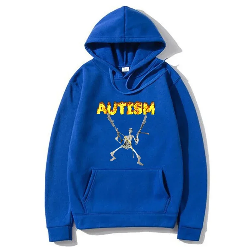 Retro Autism Skeleton Funny Men Women Hoodies Neurodivergent Autism Awareness Support Graphic Pullovers Casual Sweatshirt