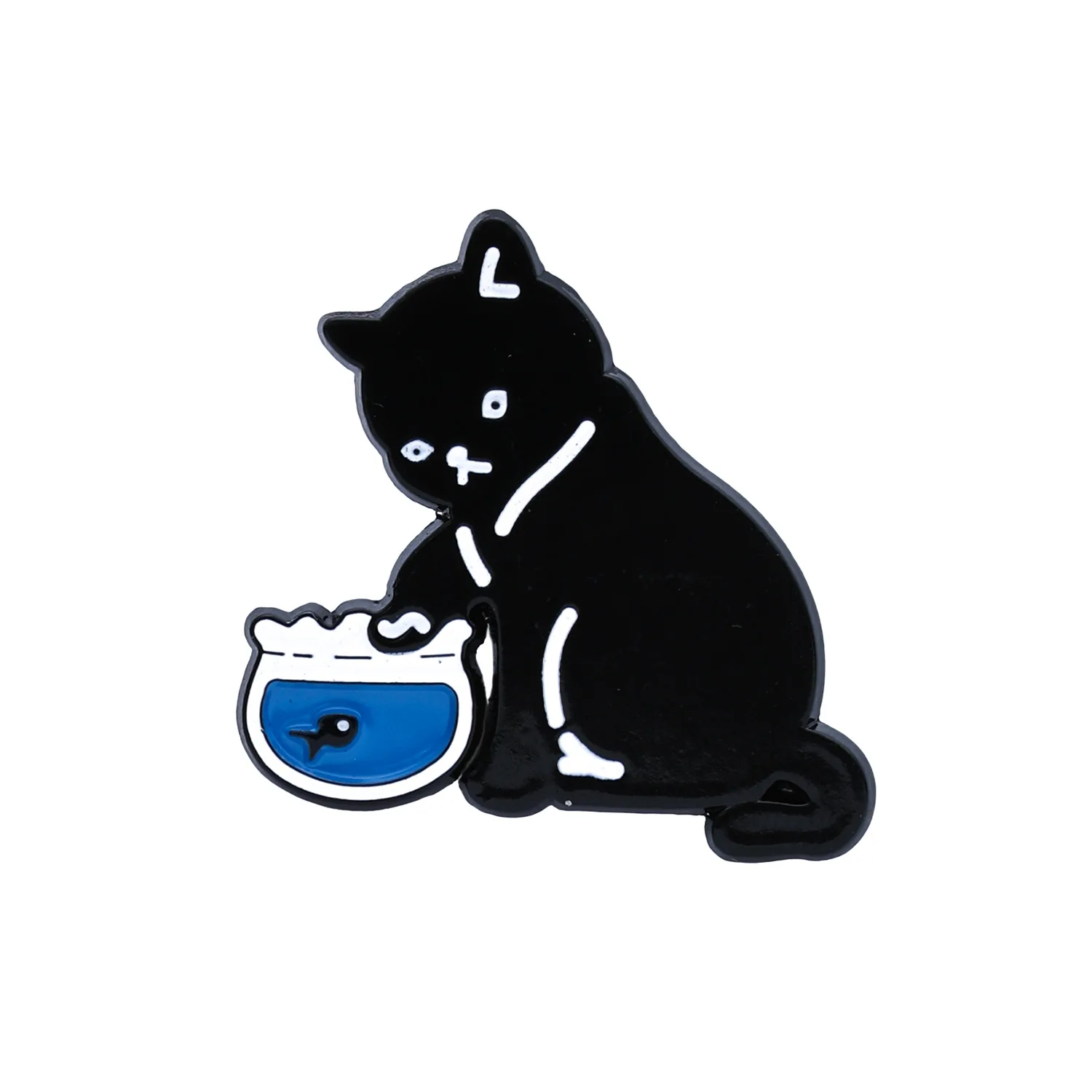 Broche de gato negro para monopatín de dibujos animados, insignia de metal versátil de dibujos animados, bolso personalizado a la moda, alfileres para bufanda, regalo
