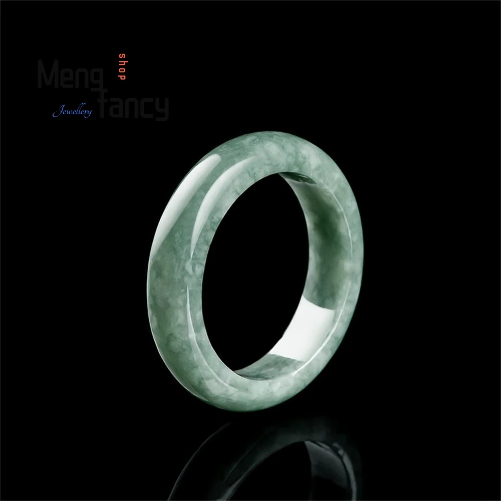 

Natural Jadeite Ice Seed Ring Jade Luxury Fashion Fine Jewelry Couple Promise Eternity Charms Men Women Girlfriend Holiday Gifts