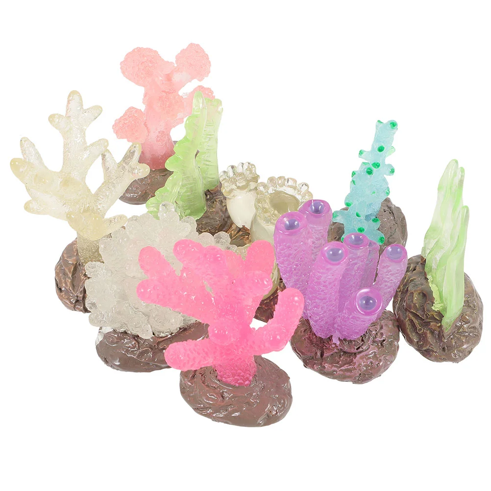 

9 Pcs Glow-in-the-dark Coral Reef Artificial Fish Tank Layout Prop Decor For Model