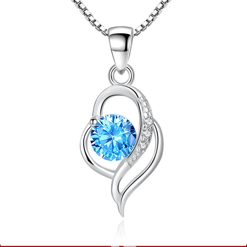 

925 Sterling Silver Necklace Twisted Heart Shaped Zirconium Pendant Ladies Fashion Simple Party Wedding Anniversary Jewelry Gift