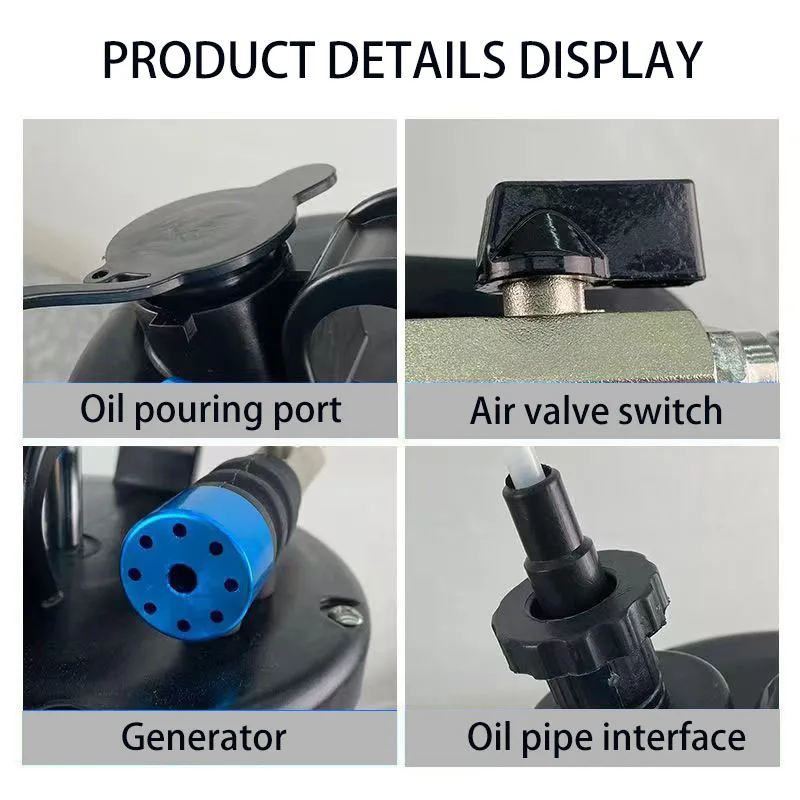 6.5L Pneumatic Pumping Unit Kit Oil Change Purge Tank Tubes Repair Tools & Pressure Gauge Fluid Extractor Vacuum Pump Tank ﻿