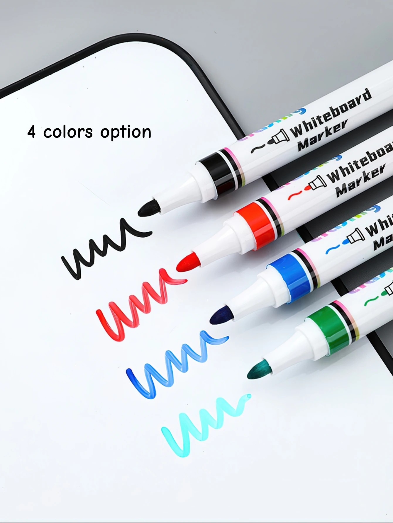 1/4/10 Stück löschbare Whiteboard-Marker, 4 Farben, Rot, Blau, Grün, Schwarz, wasserbasierte Stifte für Unterricht, Schreiben, Büro, F7932 – Detail 3