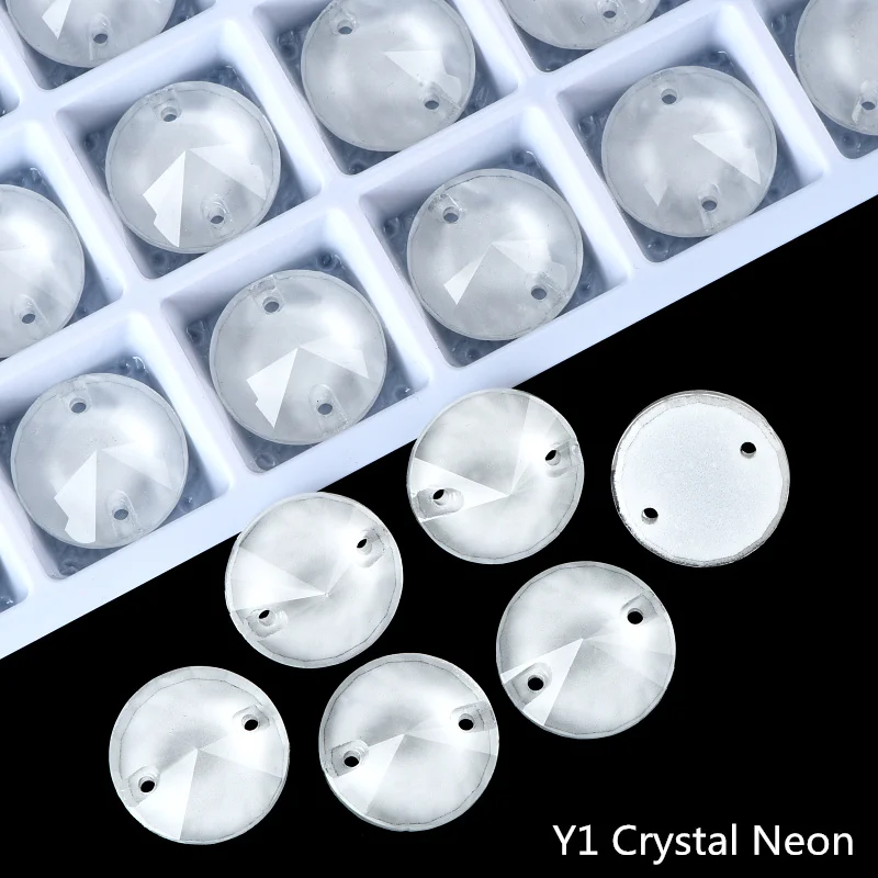 OLeeya K9 Glas Neon Rivoli Nähkristalle Strass mit abgeschrägten Kanten zum Aufnähen, flache Rückseite, für DIY-Kleidung und -Accessoires – Detail 1