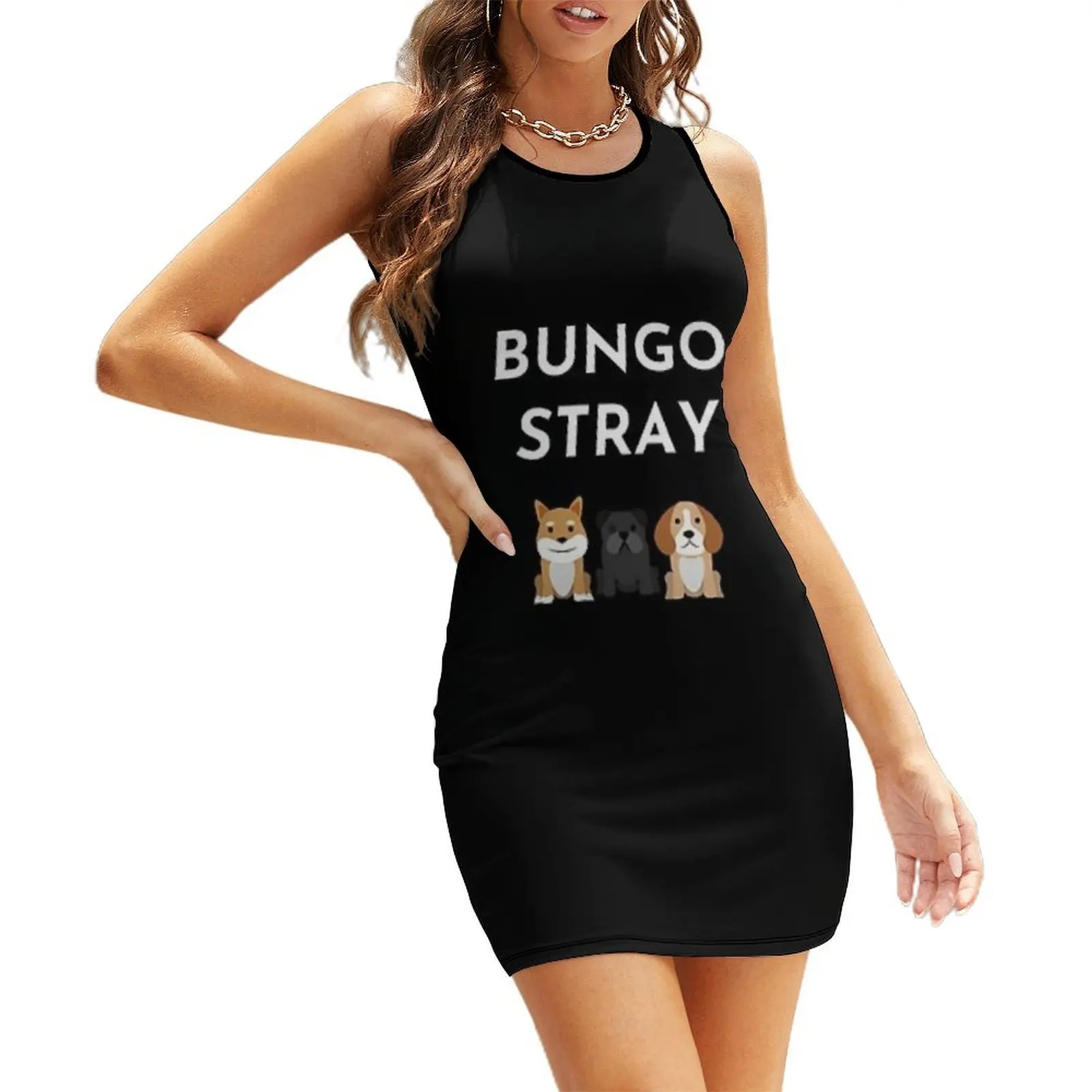 

Funny Bongo Stray real Dogs For Women Who Loves Osamu Dazai Anime Sleeveless Sundress bandage dress party dresses women