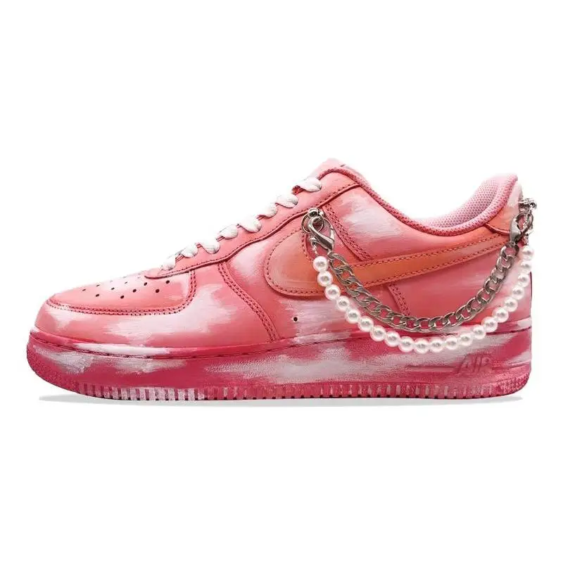 

[Розовый цвет красителя на заказ] Nike Air Force 1 Air Force 1, легкие противоскользящие низкие кроссовки для скейтборда, мужские розовые