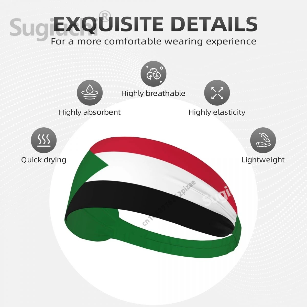 Sudan Flag Men Women Bands Elastic Wide Headbands For Yoga Sports Fitness Exercise Tennis Running Gym Dance Athletic