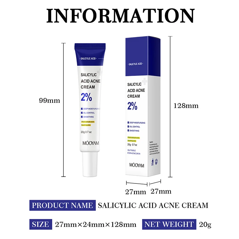كريم إزالة حب الشباب بحمض الساليسيليك كريم إزالة حب الشباب يهدئ ويخفف علامات حب الشباب ويصلح كريم العناية بالبشرة بلطف #6