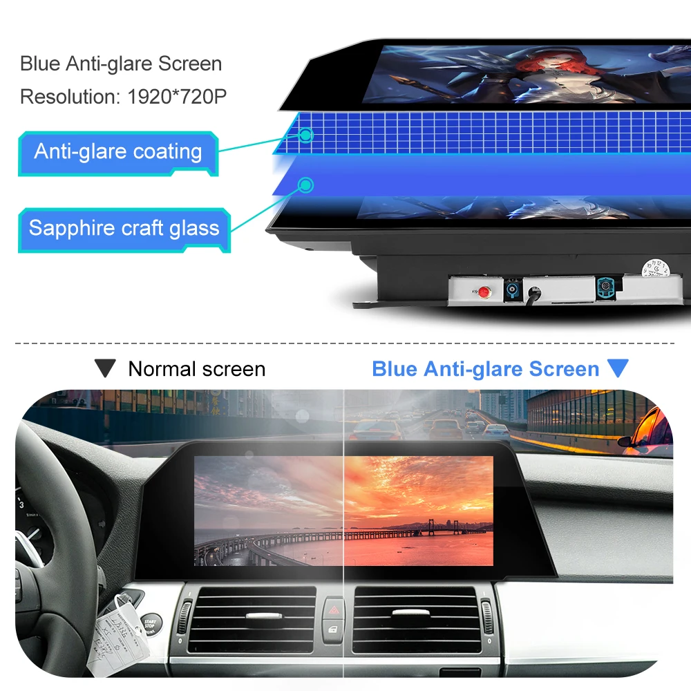 Android 11 Qualcomm Car Radio forBMW X5 E70 X6 E71 2007-2013 CCC CIC Bule Anti G-lare Screen 4G GPS Stereo Player Carplay WiFi