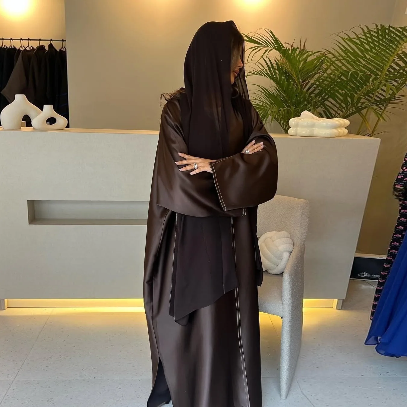 

Eid Muslim Open Abaya Cardigan Dress Ramadan Satin Abayas for Women Dubai Luxury Islamic Arab Arabic Gown Kaftan Robe Jalabiya