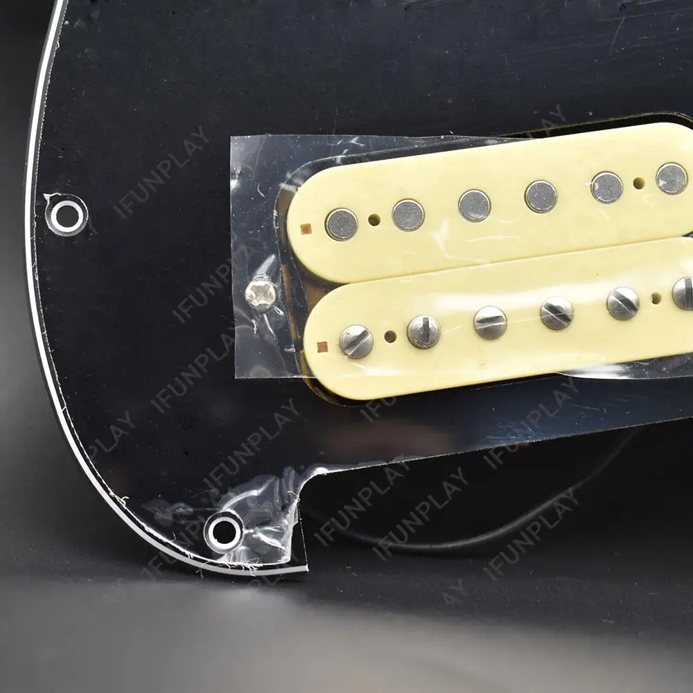 SSH Guitar Pickguard Pickup with On/Off and Single cut Switch Control Wiring Loaded Prewired Scratchplate Assembly Black w Cream