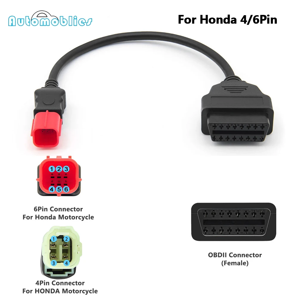 For Honda Motorcycle Diagnostic Cable 6Pin 4Pin to OBD2 16Pin Adapter Plug Cable For CBR1000RR For NC750