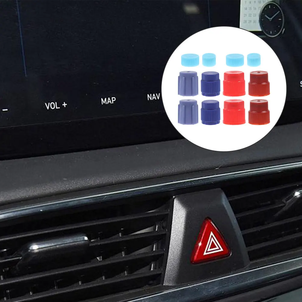 12Pcs Air Conditioning Valve Caps Leakproof Charging Port Caps for Car Ac Maintenance Refrigerant Service Brass Hvac Valve Core