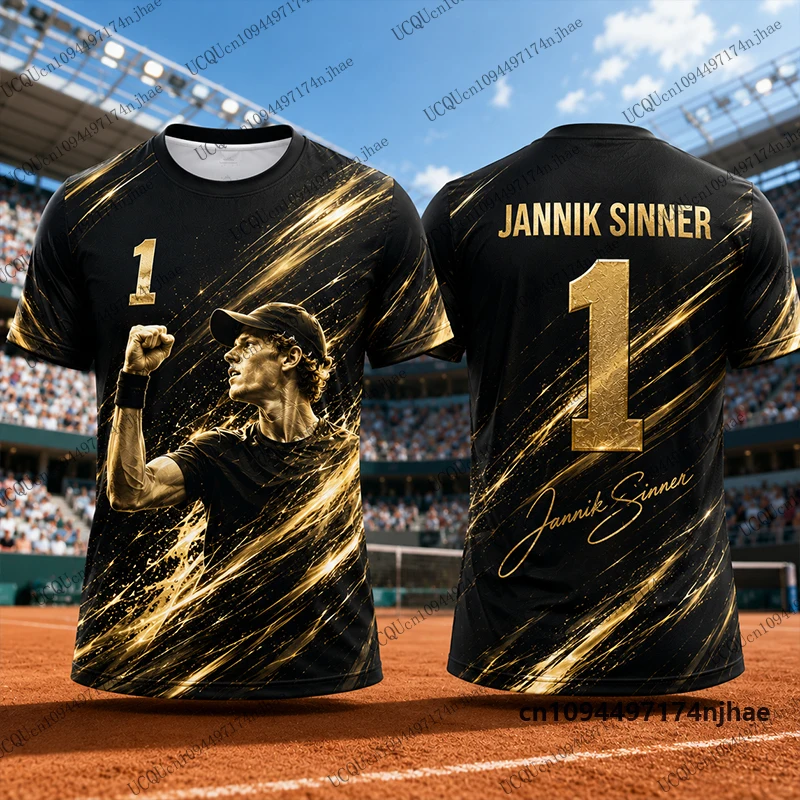 New 2026 Special Jannik Sinner No.1 Print Tennis Jersey For Parent-child T-Shirt Sports Training Tops Casual Kids/Adult Tees