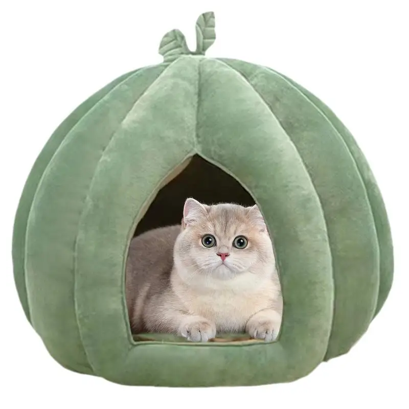 Casa para mascotas, nido para gatos con calabaza, casa para gatos cálida para invierno, cama para gatos cerrada, cueva para gatos, tienda para mascotas, nido de cueva acogedor para gatos