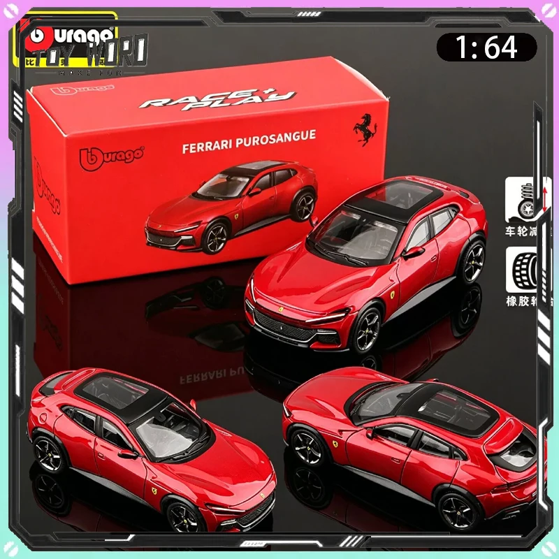 

Original Bburago 1:64 Ferrari Purosangue FUV Diecast Car Four Door Super SUV Mini Static Collectible Display Model Car Gifts