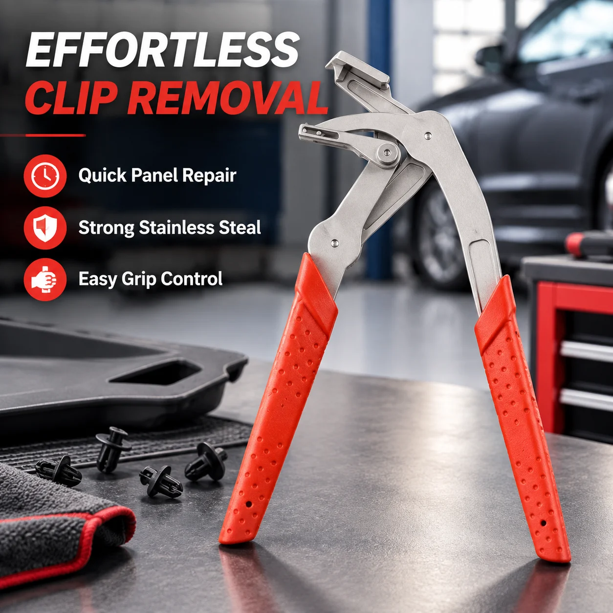 Car Panel Trim Clip Removal Pliers Stainless Steel Fastener Remover Tool for Door Panel Dashboard Plastic Rivet Push Pin