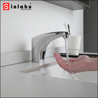 SINLAKU Automatic Touch Sensor Faucets Chrome Finished Basin Faucet Bathroom Sink Free Touch Hot And Cold Stream Water Mixer Tap