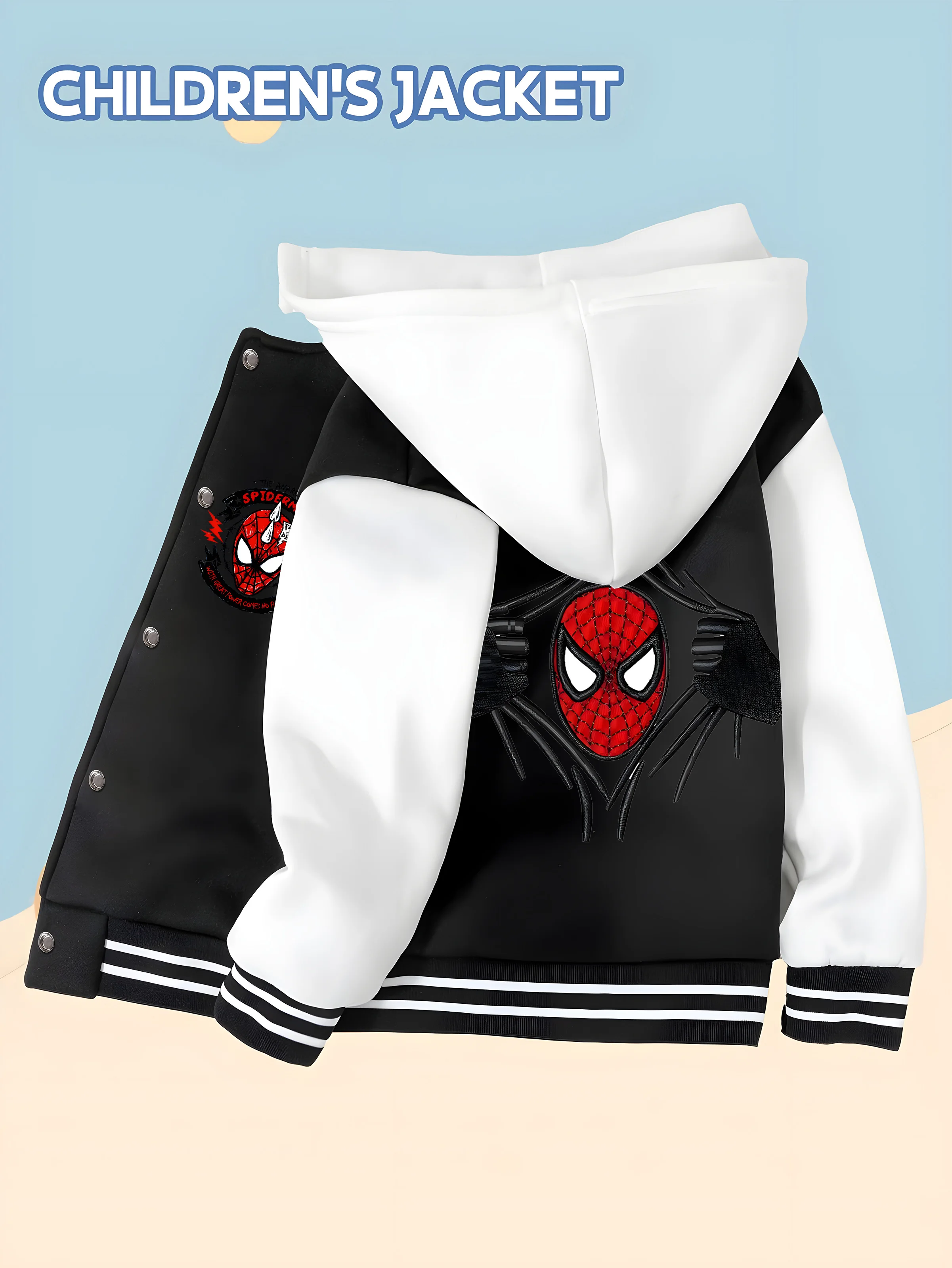

MINISO Marvel Boys Baseball Jacket - Spider-Man Dark Web Soft Fabric Everyday Wear Trend