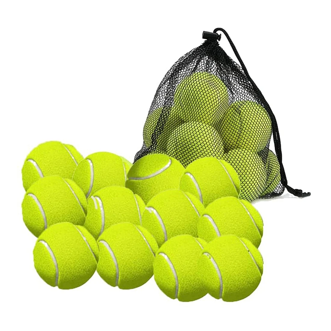 12 Pack Tennis Balls with Storage Bag - Fine Quality Thick-Walled Tennis Ball - Perfect for Tennis, and Cricket