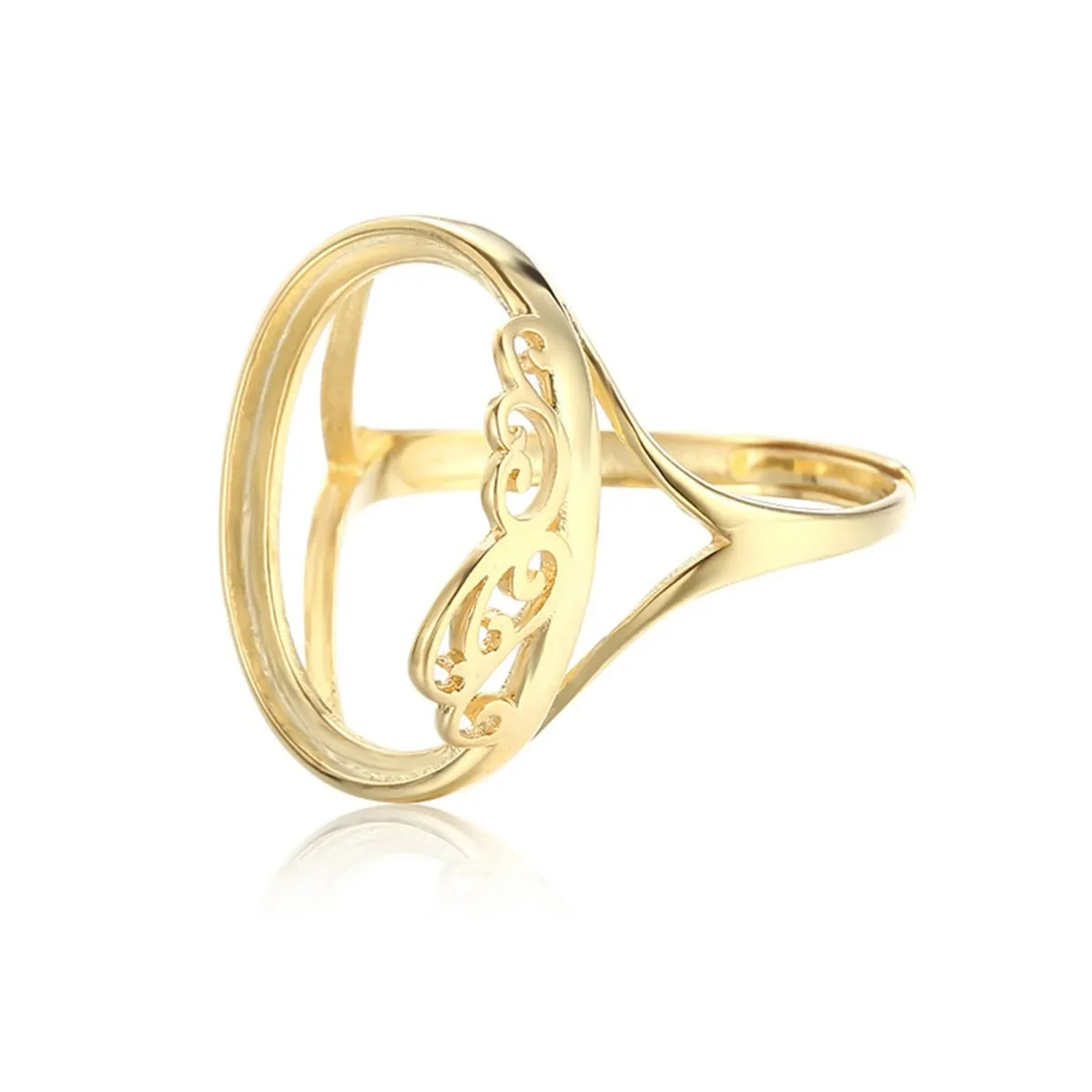 

Gold Plated 925 Silver Adjustable Ring Setting for 16x20mm Oval Cabochons