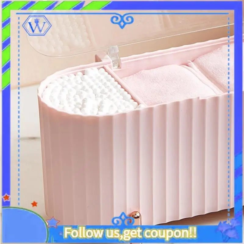 

A55P-Desktop Cotton Swabs Dispenser Holder Cotton Ball Storage Box Jar For Cosmetic Cotton Pads Bathroom Organizer Canisters