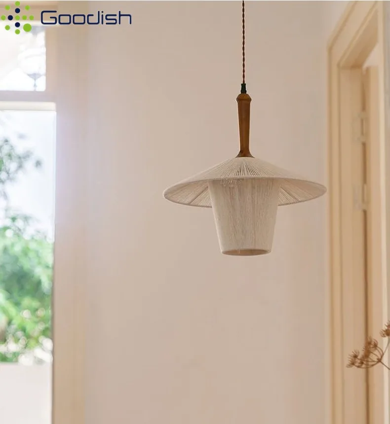 خمر اليابانية وابي سابي اليدوية خشب متين أضواء السقف حبل القنب مصابيح للعيش الطعام بار ديكور المنزل الروطان الثريا