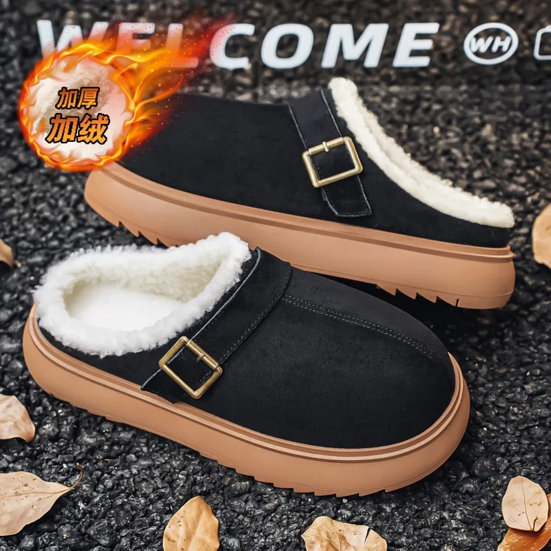الرجال نعال من القطن للجنسين أحذية الشتاء جولة تو أحذية زلة واقية الدافئة شقة الثلوج الأحذية الأزواج أحذية قطنية نصف النعال #6