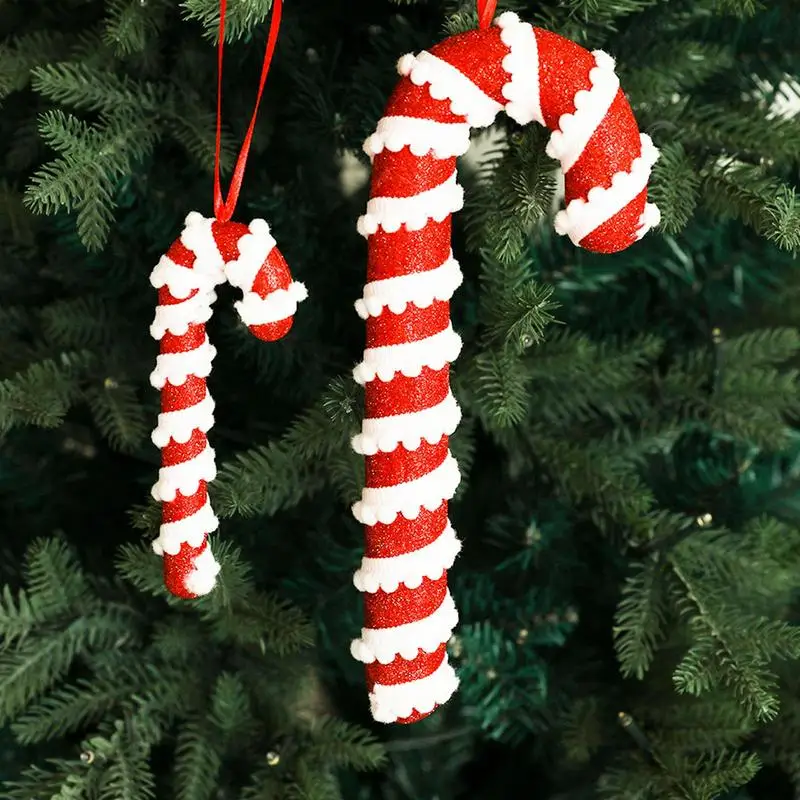 Christmas Candy Canes Hanging Ornaments Xmas Tree Lollipop White Red Pendants 2024 Christmas Decoration For Home New Year Noel