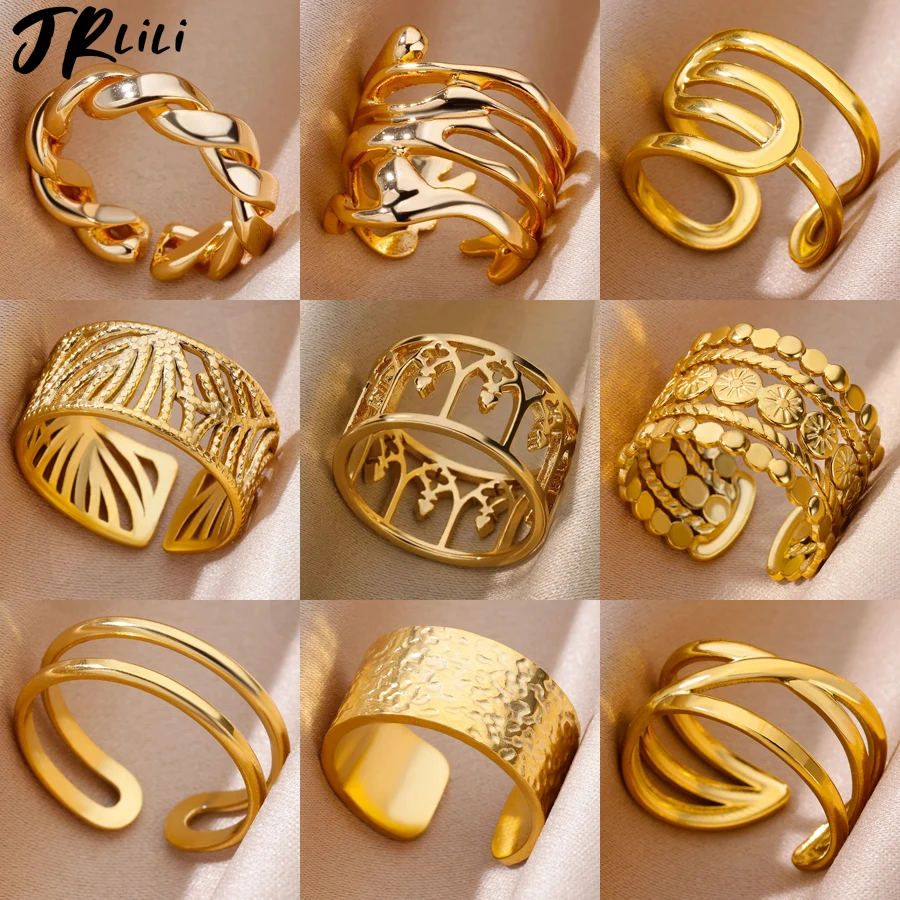 Hollow Rings For Women Men Vintage Stainless Steel Couple Ring Luxury Wedding Y2k Accessories Jewelry Anillos Mujer