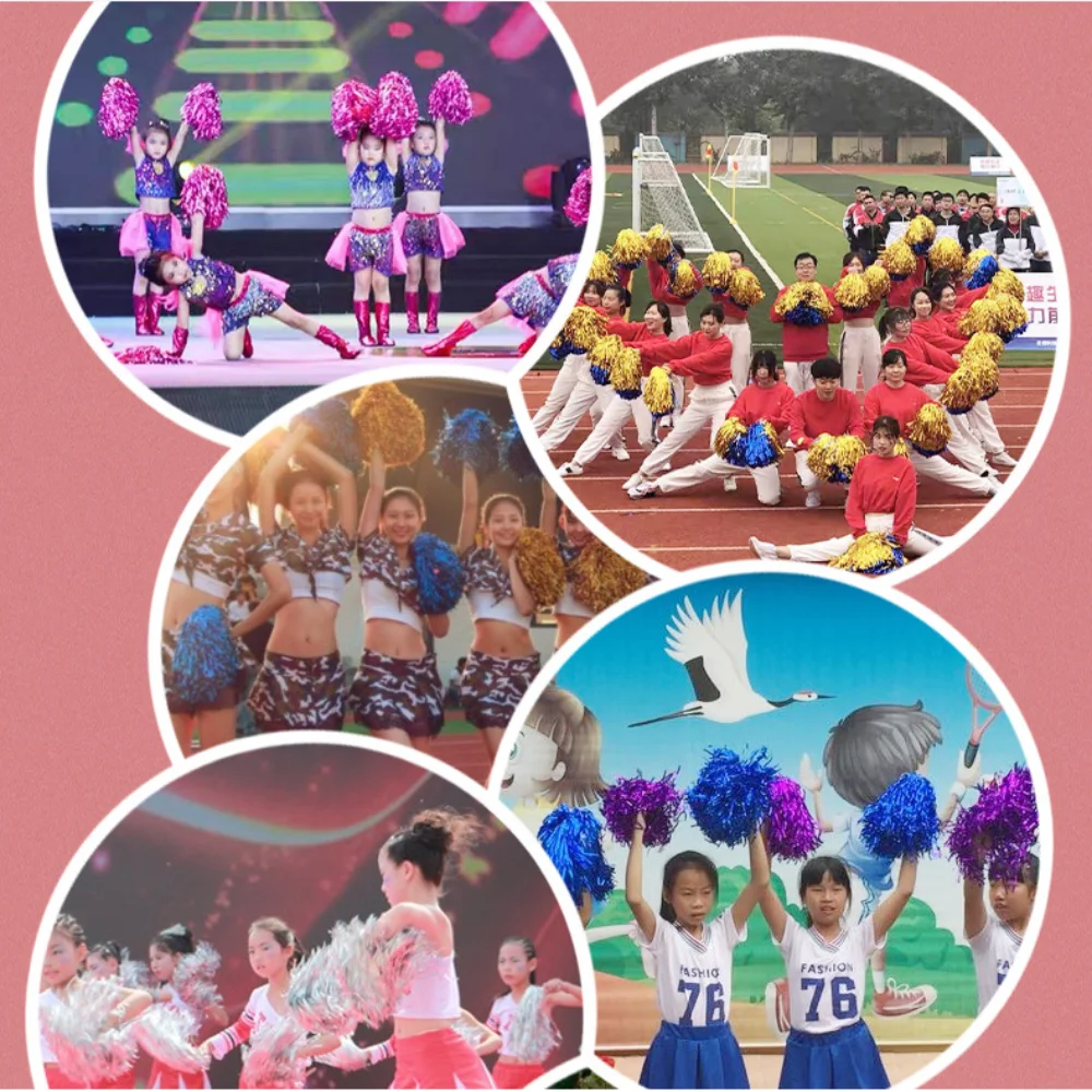 Matte Cheerleading Pom Poms Various Festive Occasions Sports Meets Dance Party Decorator Festivals PP Flat Handle