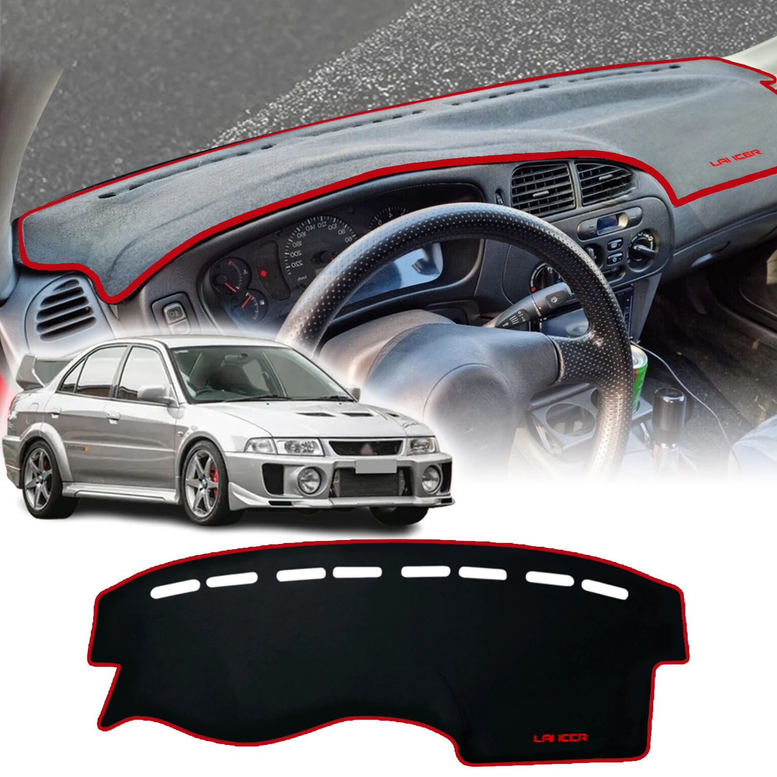 يصلح لميتسوبيشي لانسر 1996-2000 EVO تطور داشمات داشمات ظلة غطاء لوحة القيادة وسادة واقية السجاد اكسسوارات السيارات
